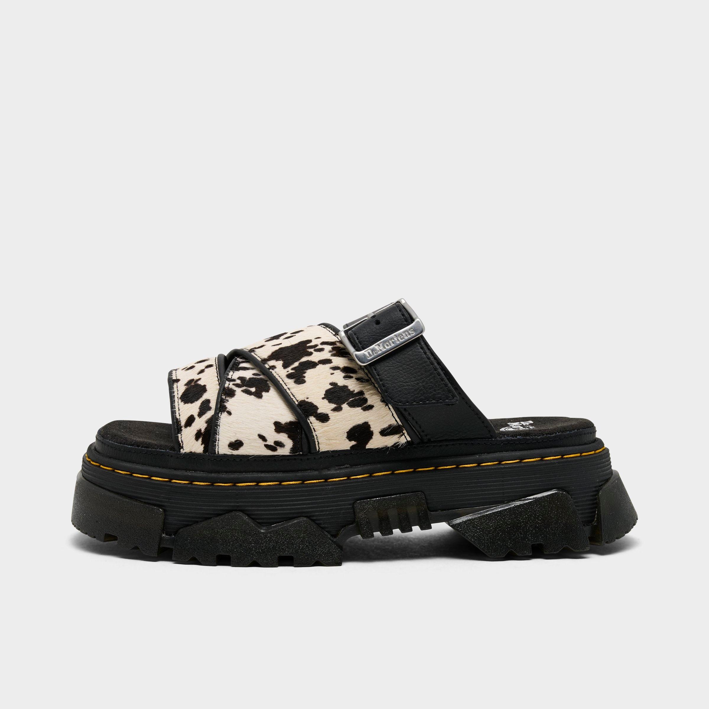 Dr. Martens Mattison Dalmatian Hair On Leather Slide Sandals