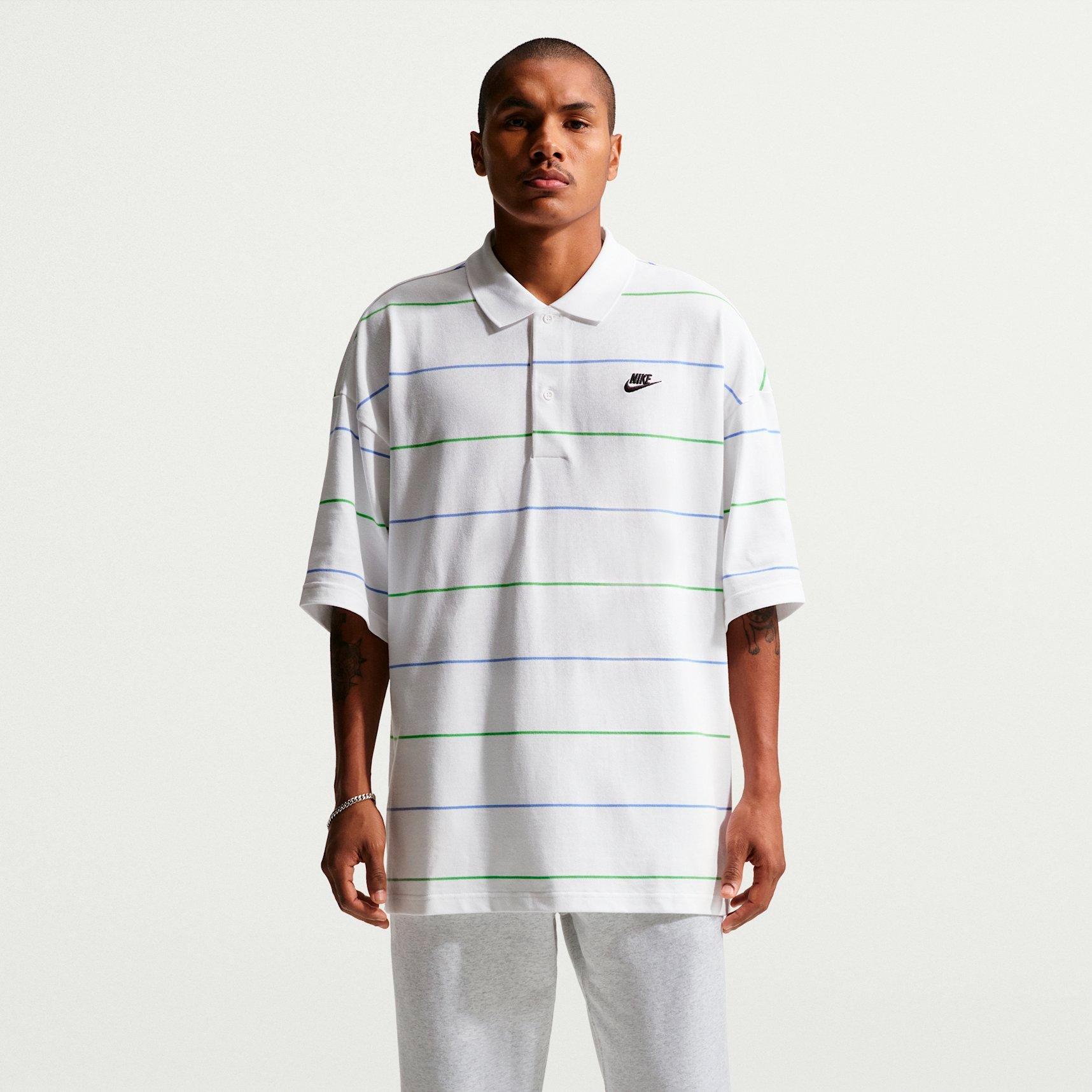 Nike Sportswear Club Oversized Striped Polo Shirt