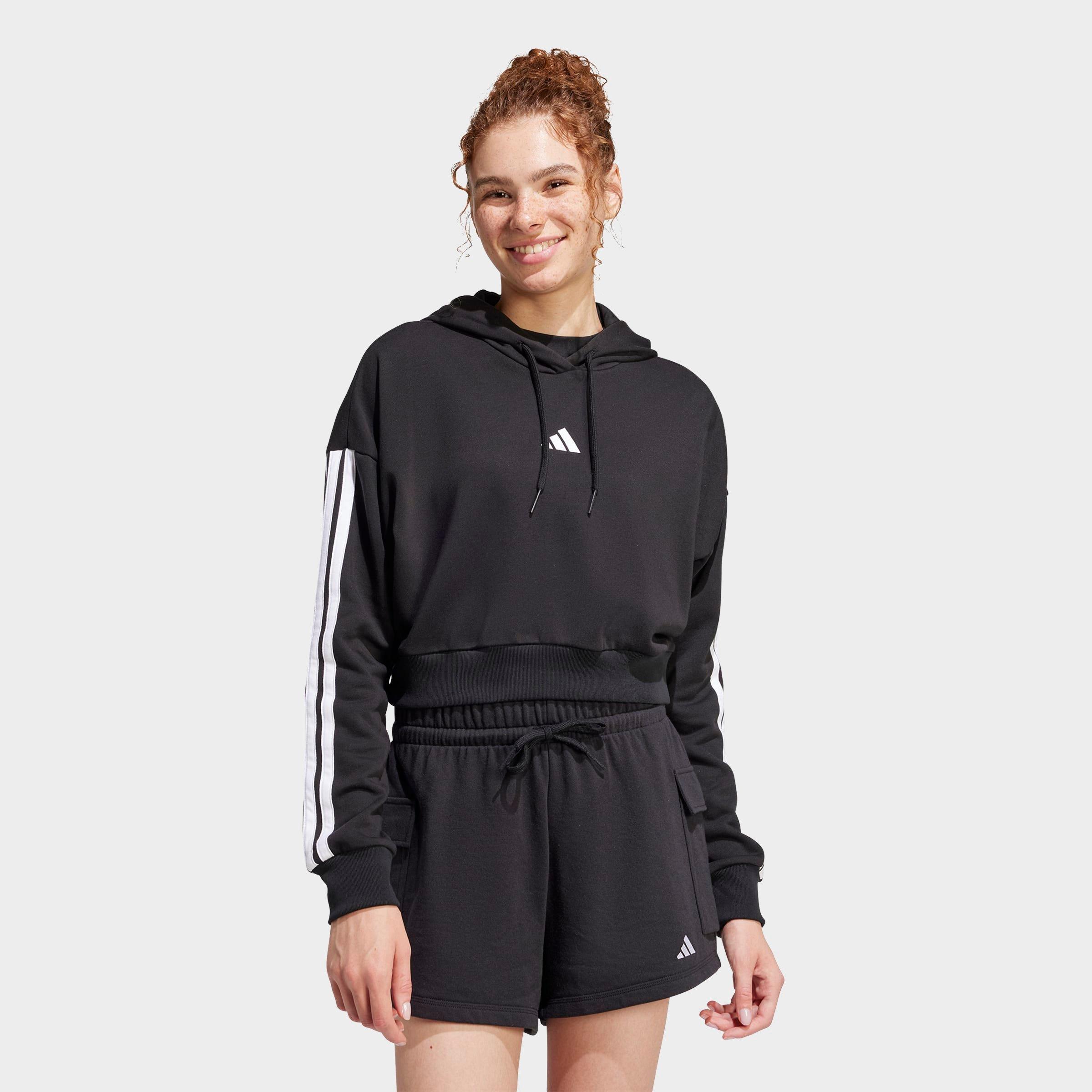 adidas Essentials 3-Stripes French Terry Cropped Hoodie