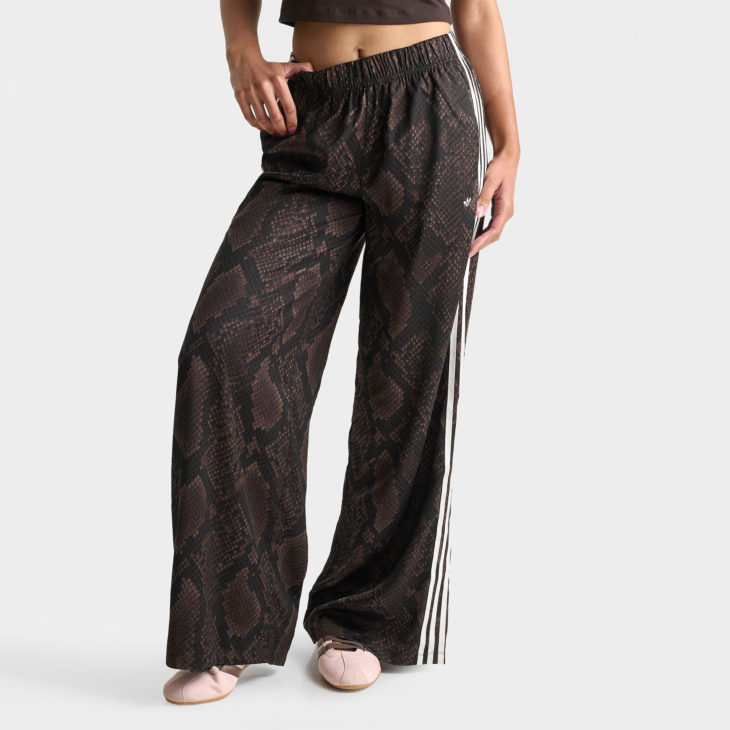 adidas Originals Satin Snake Print Wide Leg Track Pants