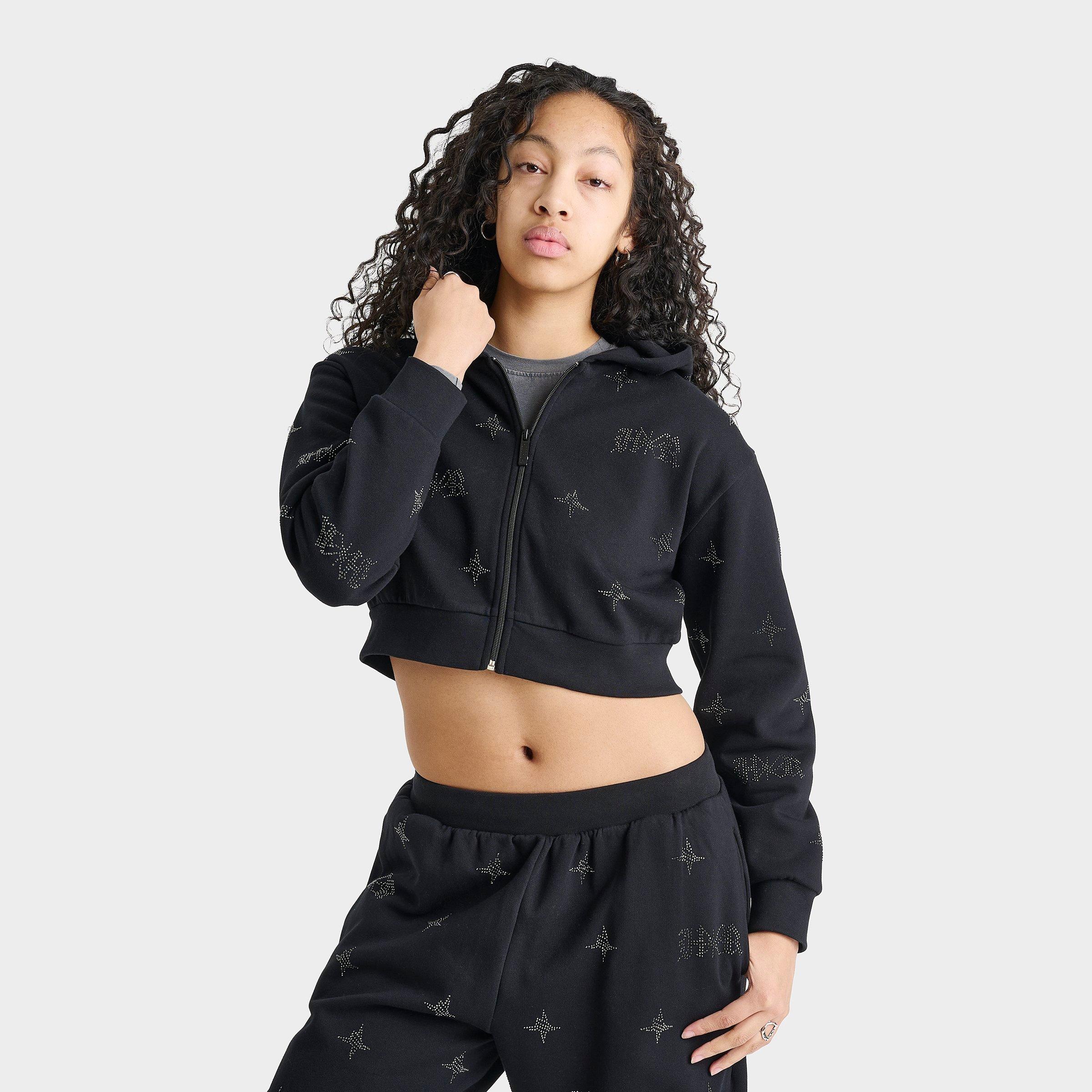 Hoodrich Razor Rhinestone Cropped Full-Zip Hoodie