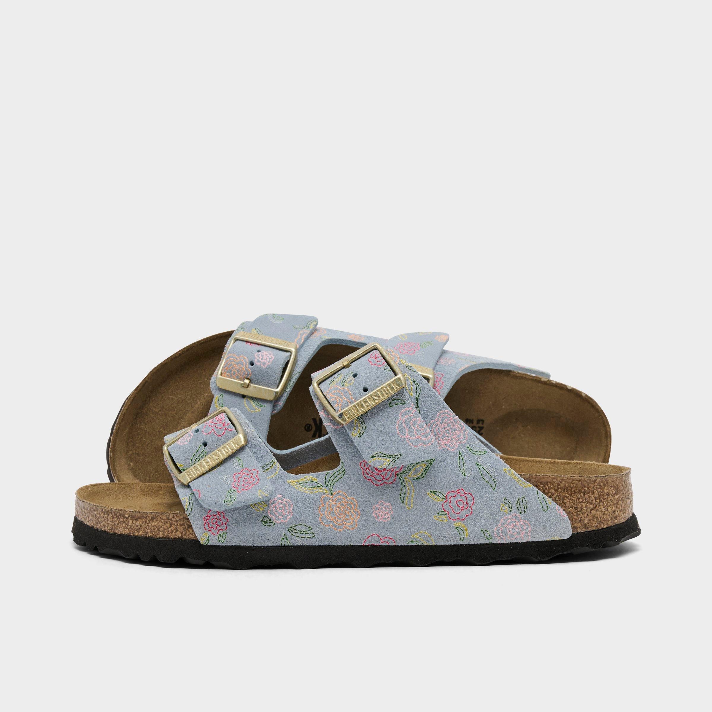 Birkenstock Arizona Flower Print Suede Leather Sandals