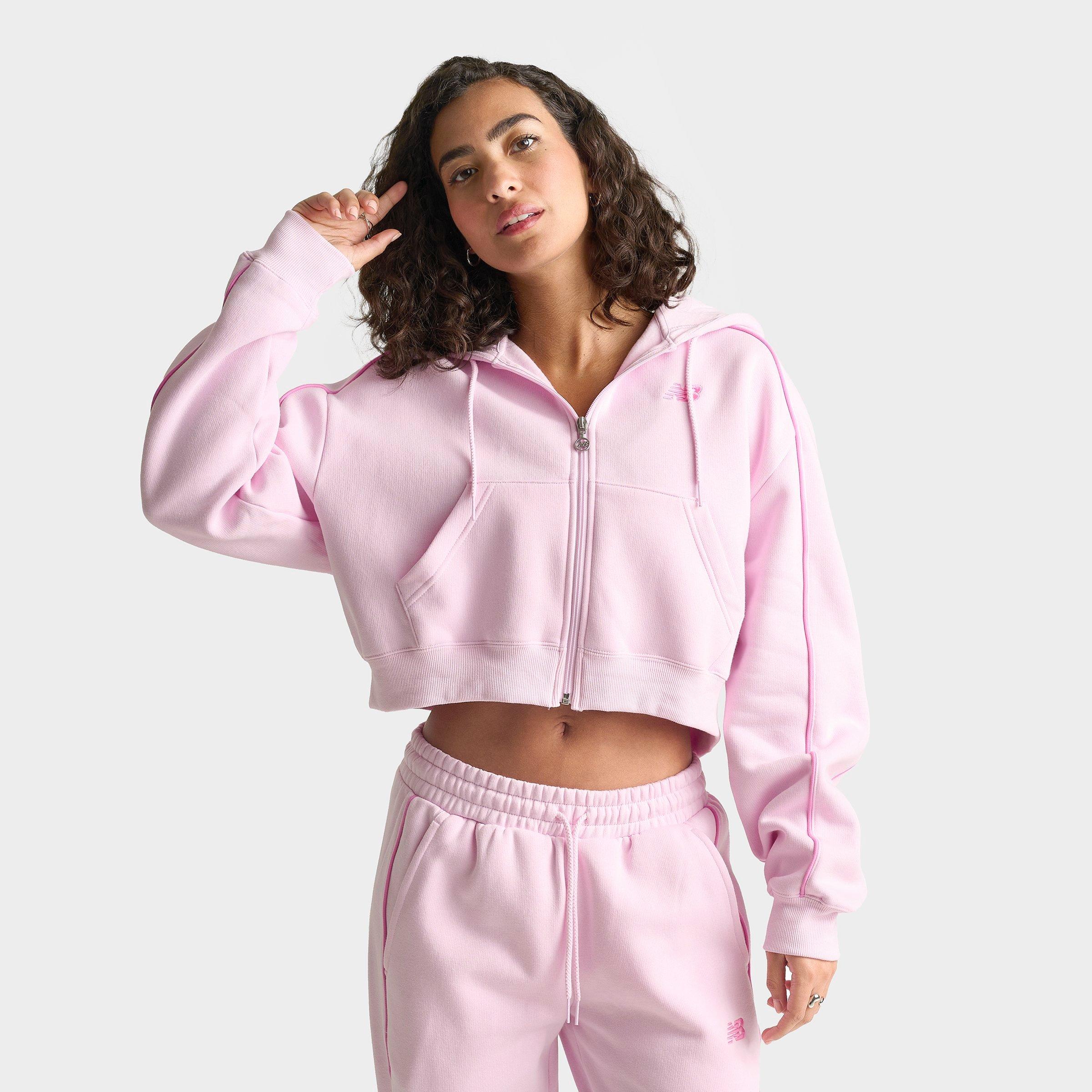 New Balance Piped Cropped Full-Zip Hoodie