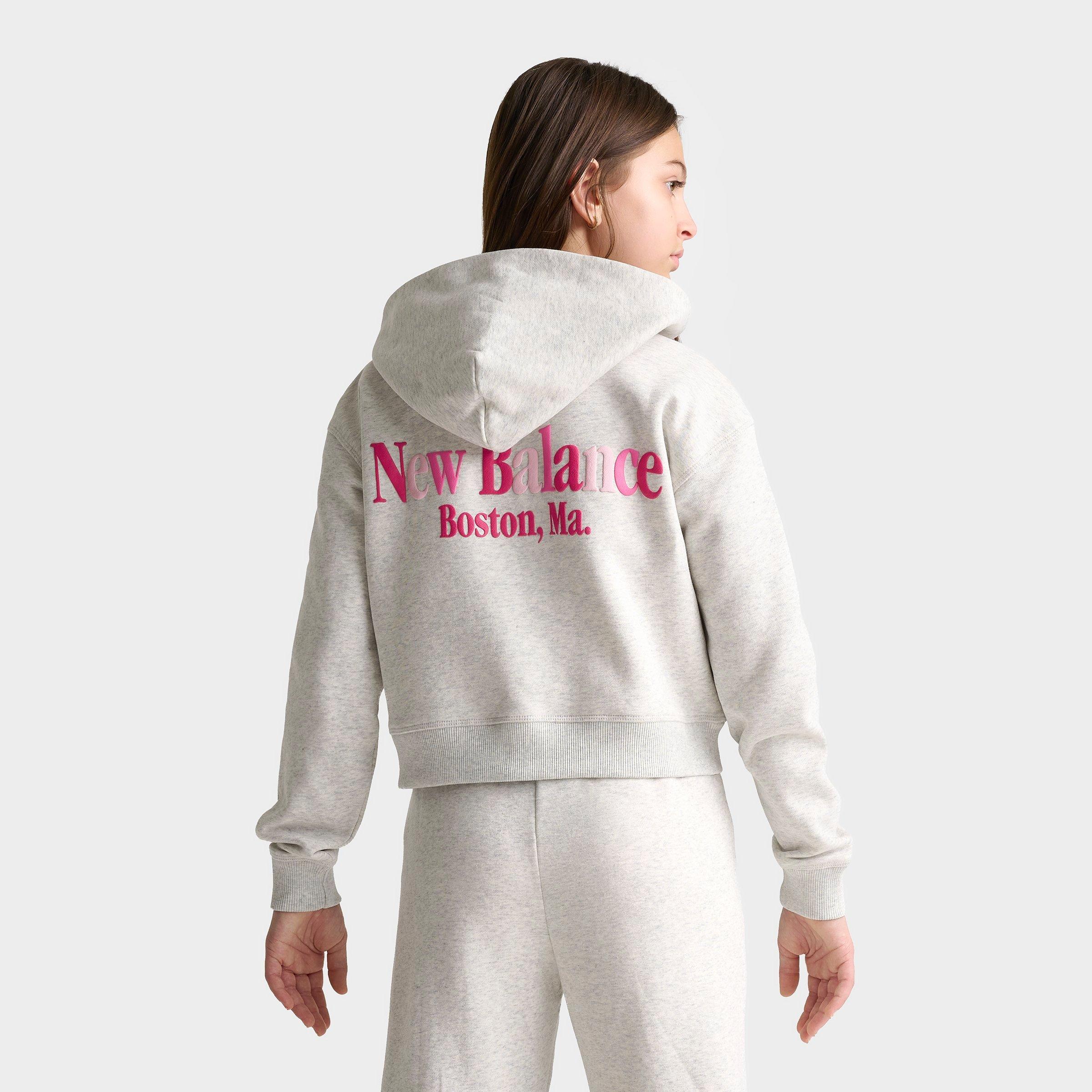 New Balance Tricolor Cropped Full-Zip Hoodie