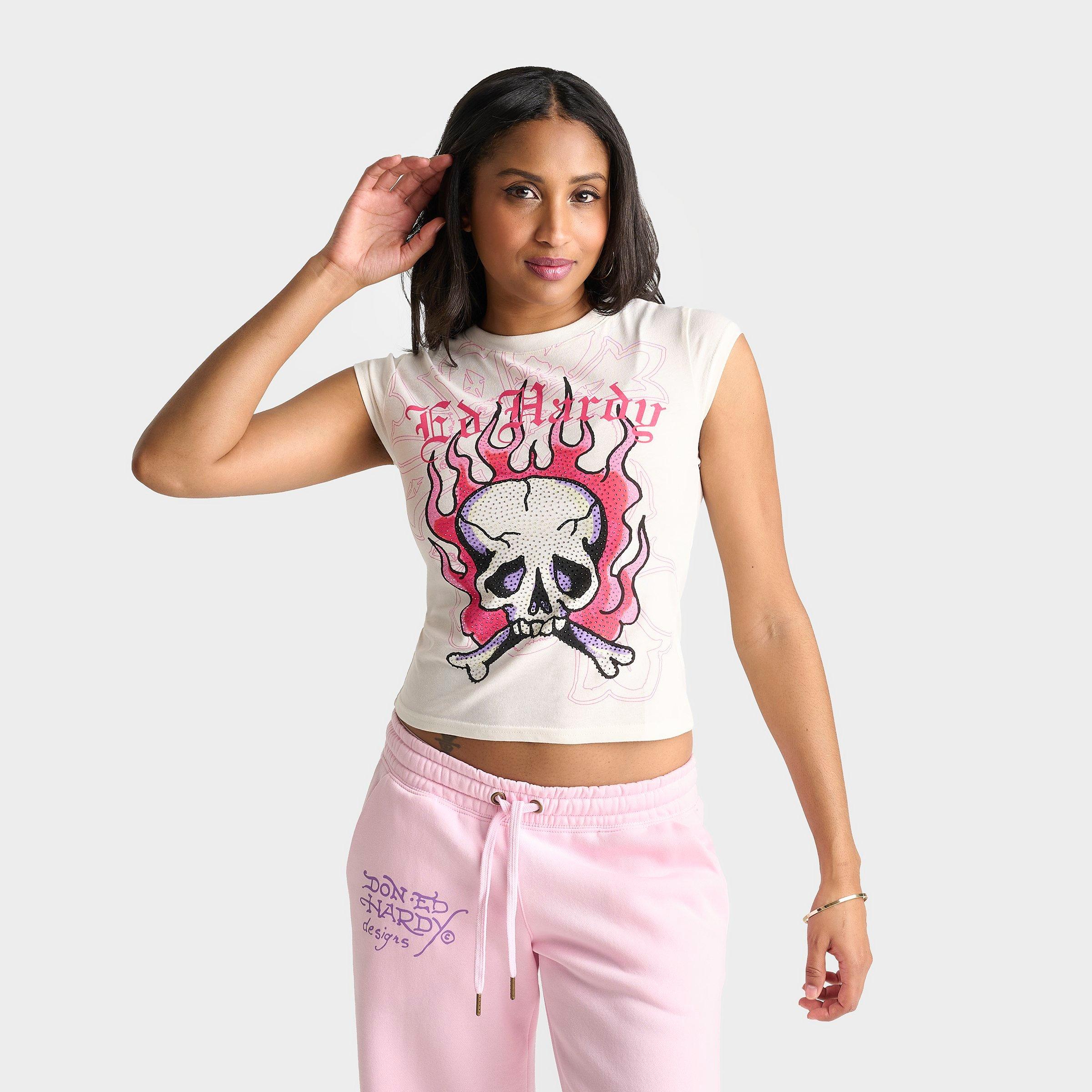 Ed Hardy Rhinestone Panther Cap T-Shirt