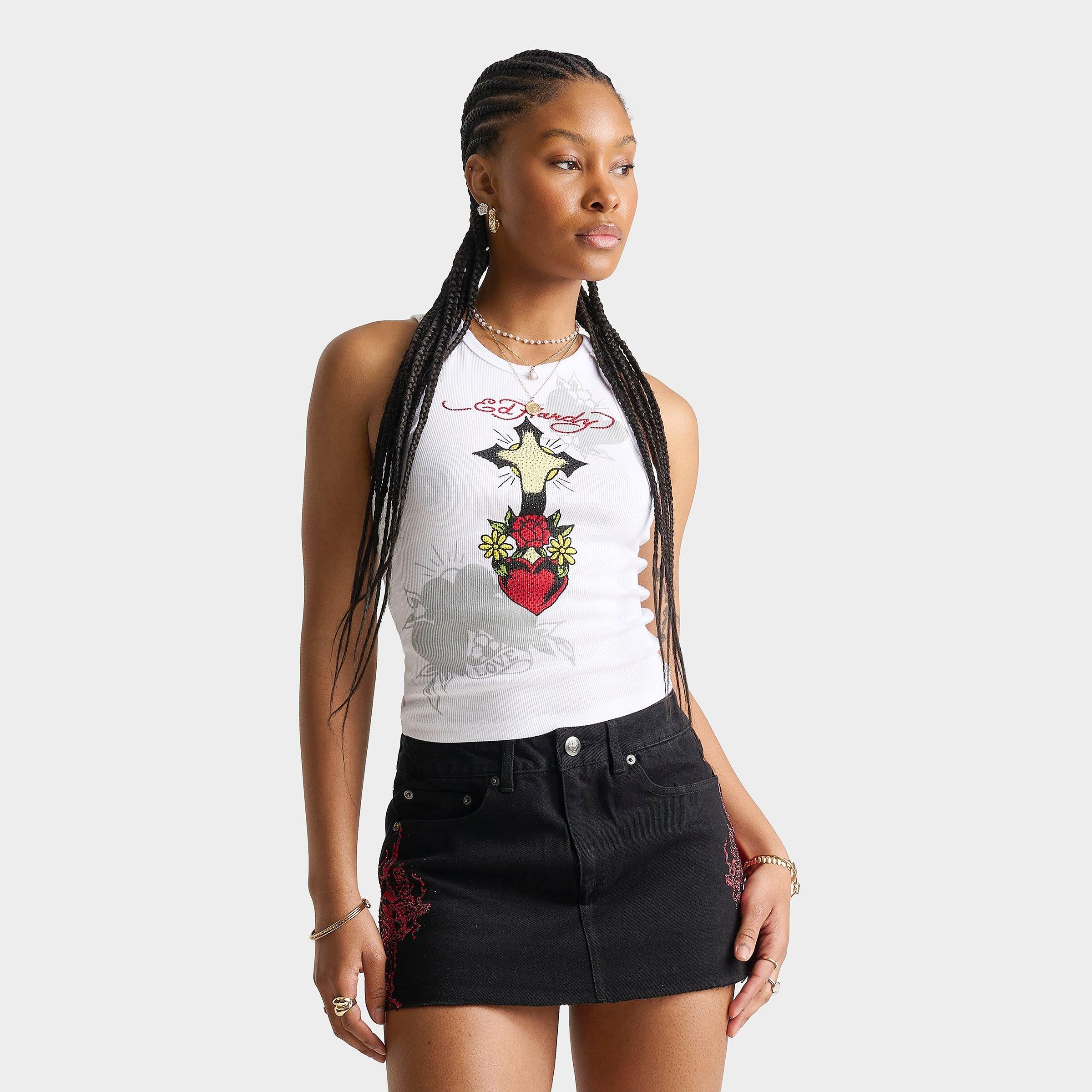 Ed Hardy Cross Heart Rhinestone Tank