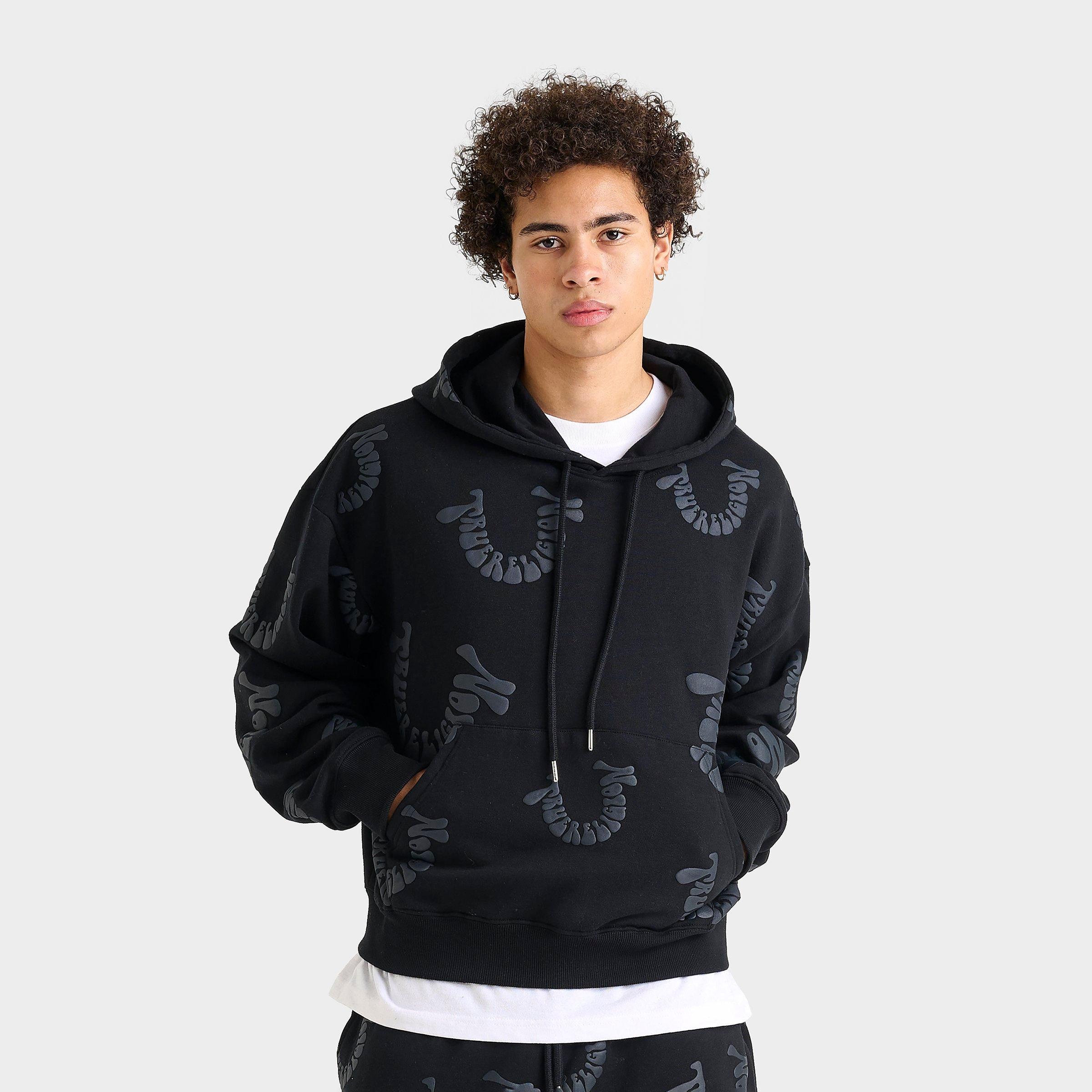True Religion Warped Logo Fleece Pullover Hoodie