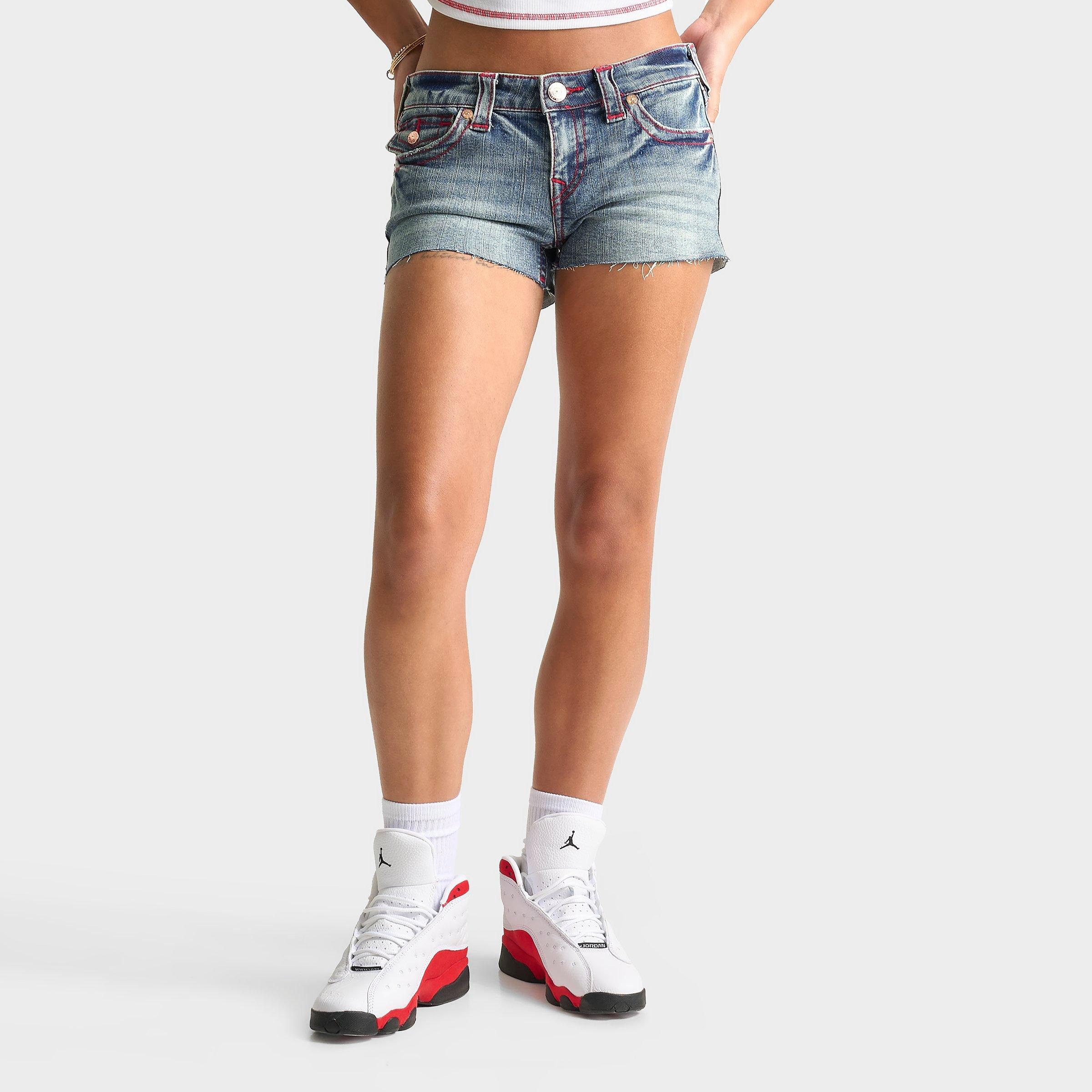 True Religion Joey Low Rise Frayed Denim Shorts