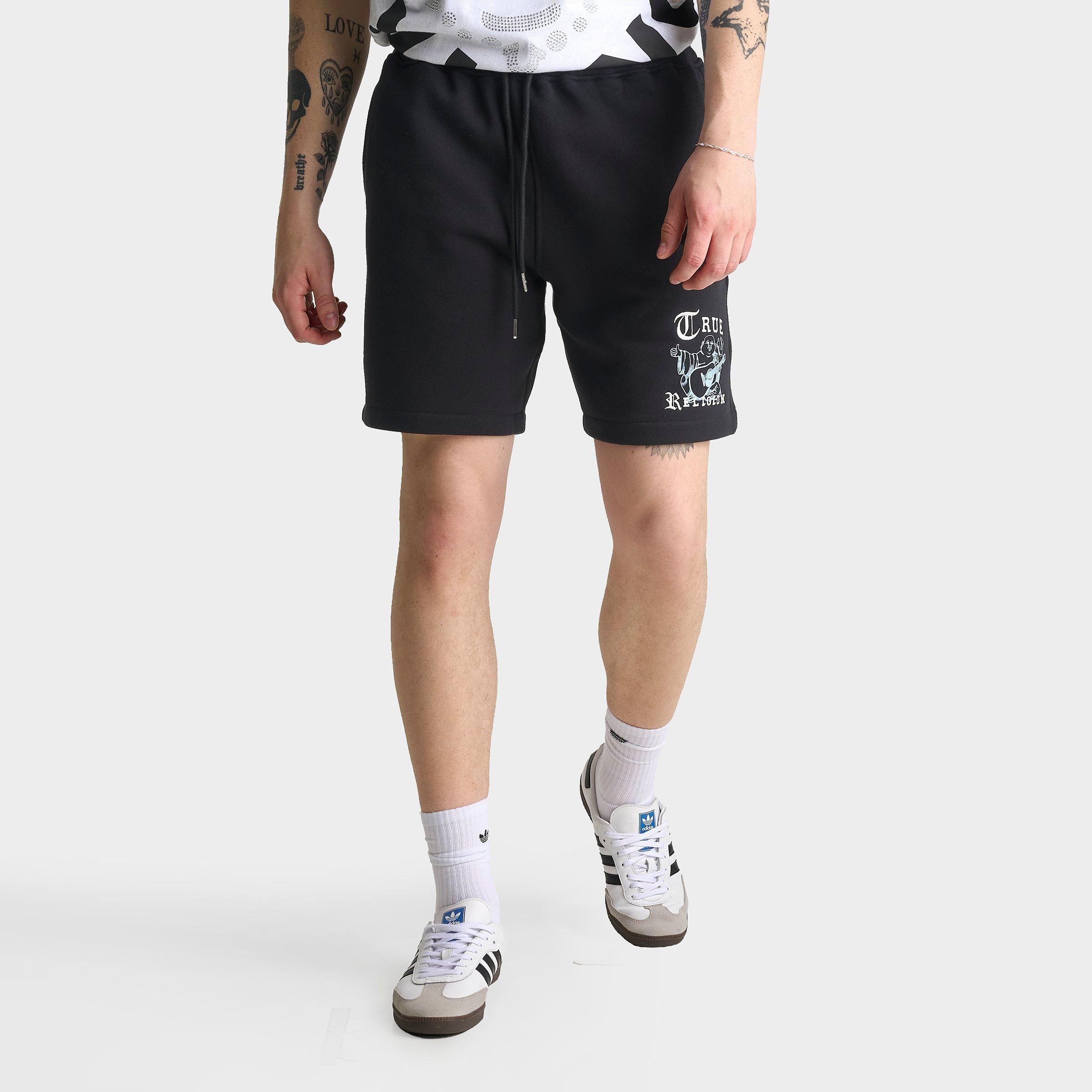 True Religion Buddha Old English Logo Fleece Shorts