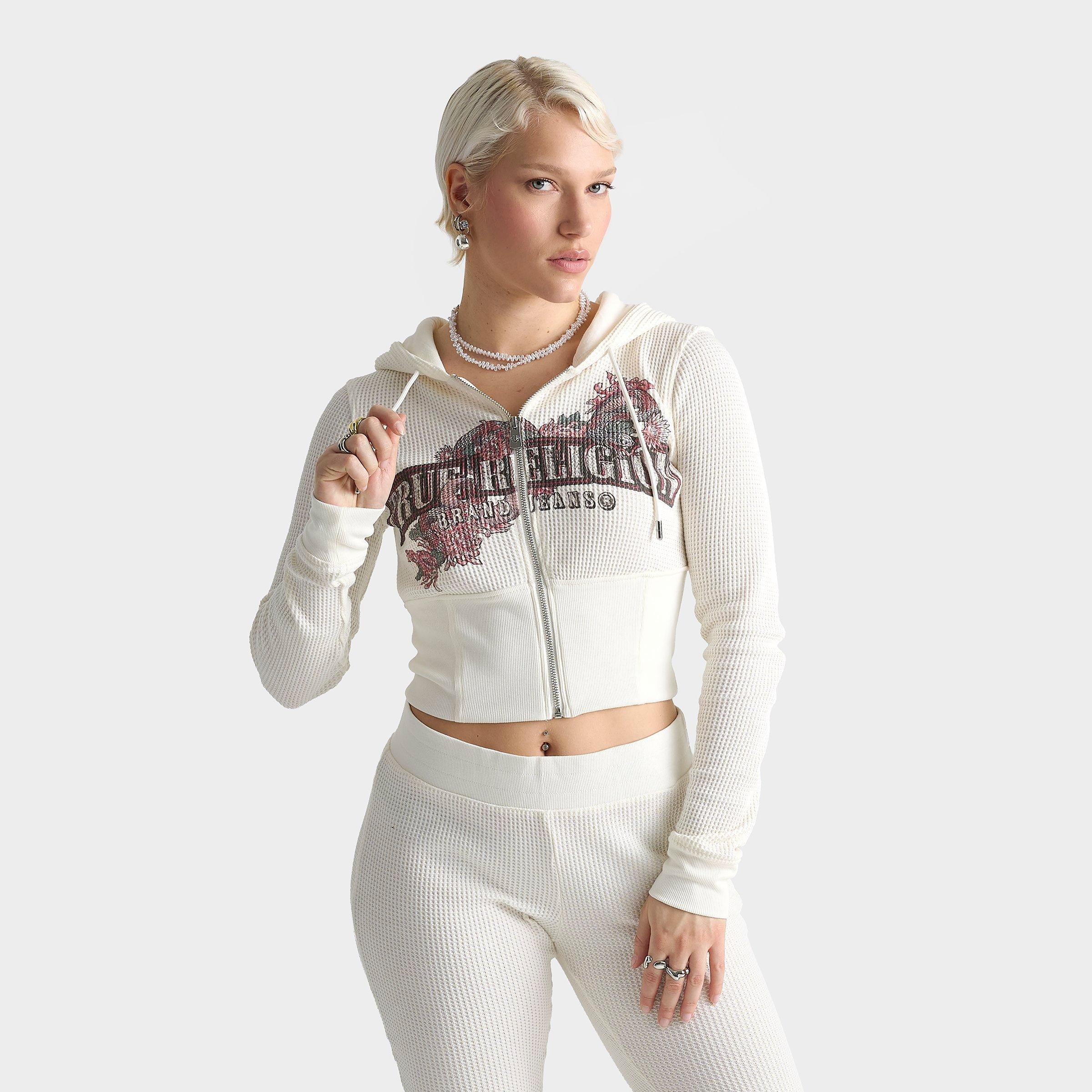 True Religion Waffle Knit Contour Full-Zip Hoodie