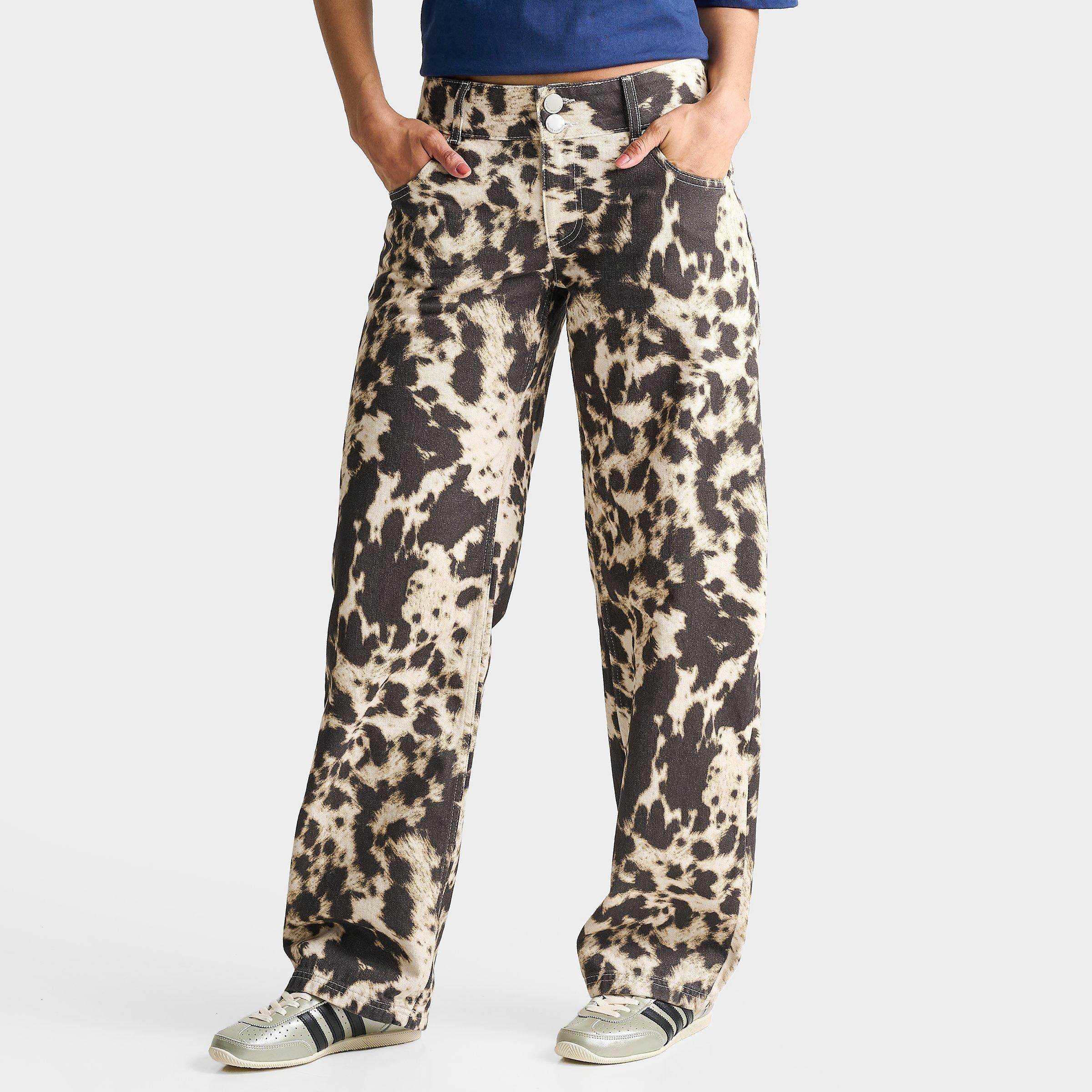 Unlike Humans Low Rise Cow Print Denim Jeans