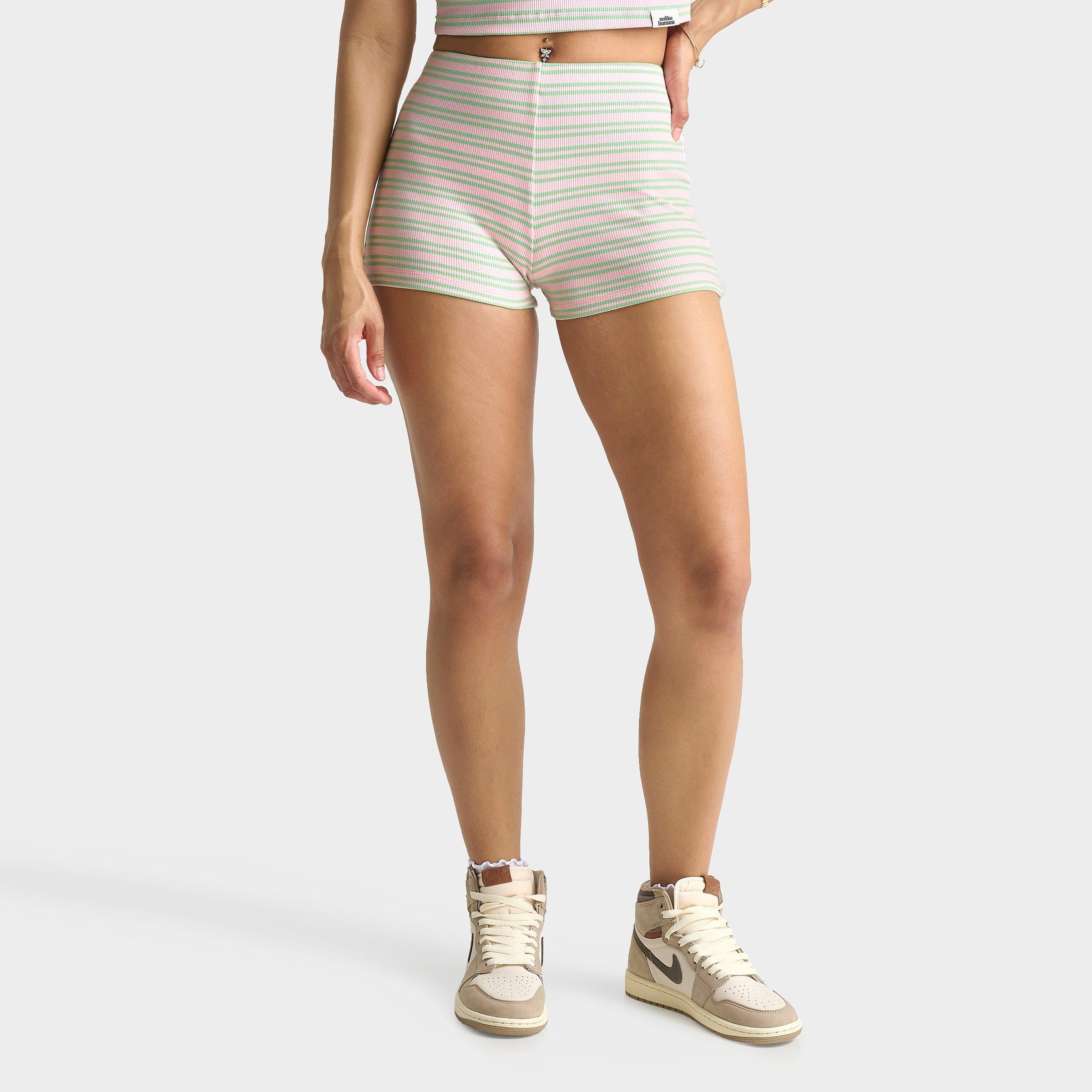 Unlike Humans Ribbed Striped Mini Shorts